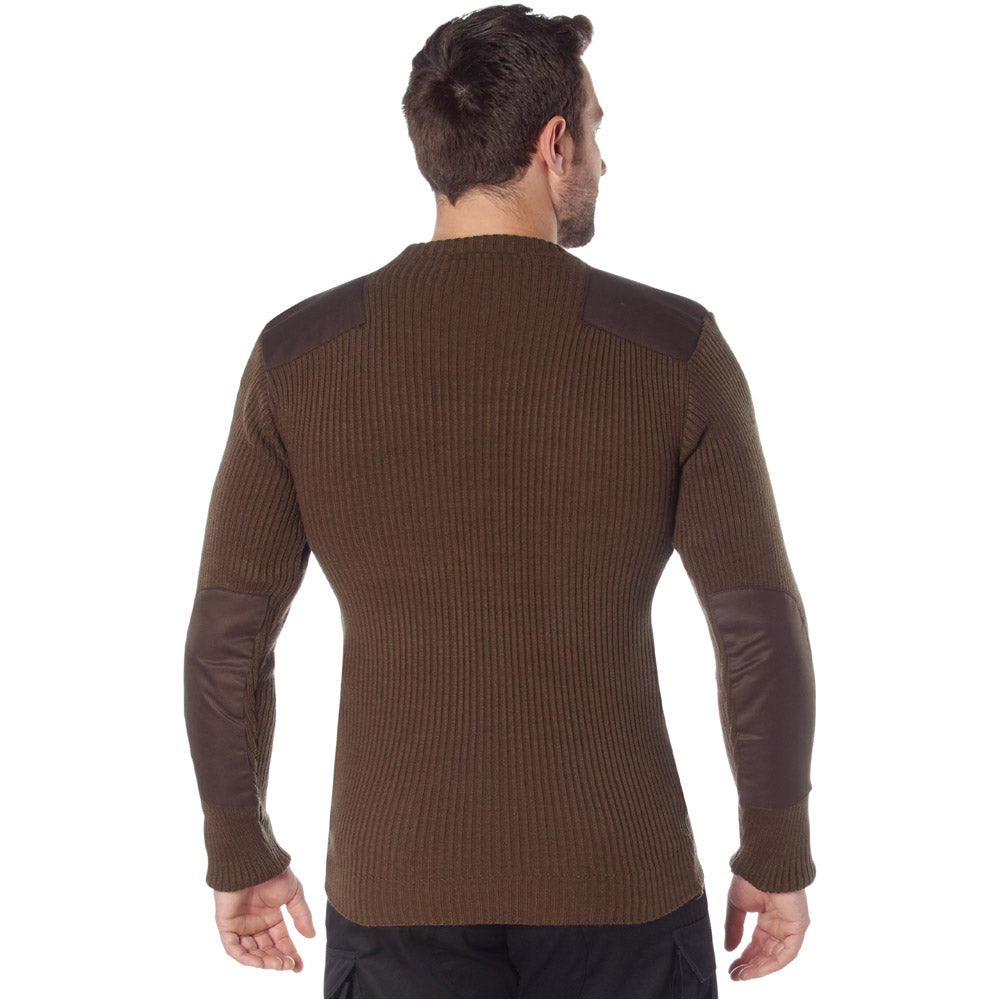 Brown Acrylic Crew Neck Commando Sweater