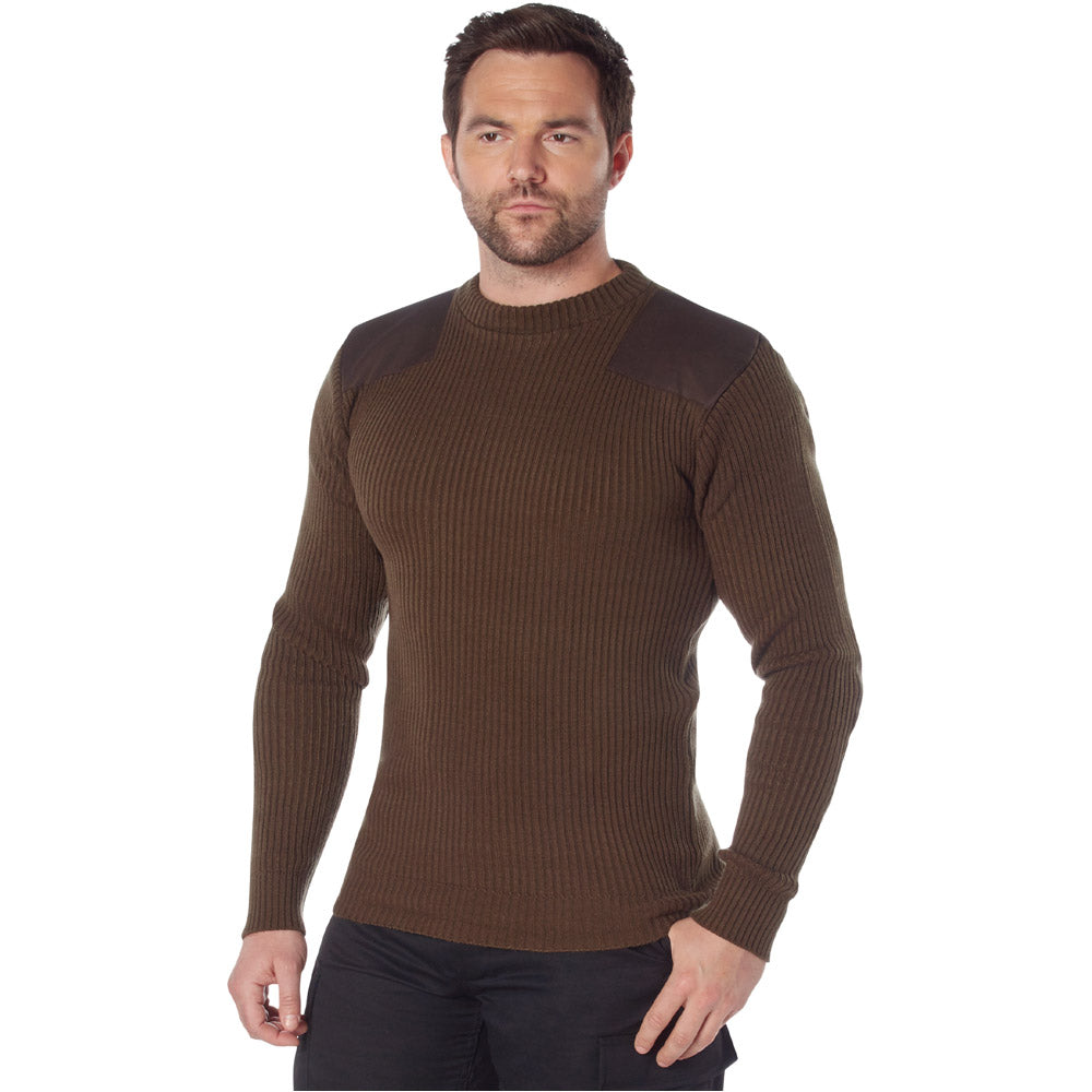 Brown Acrylic Crew Neck Commando Sweater