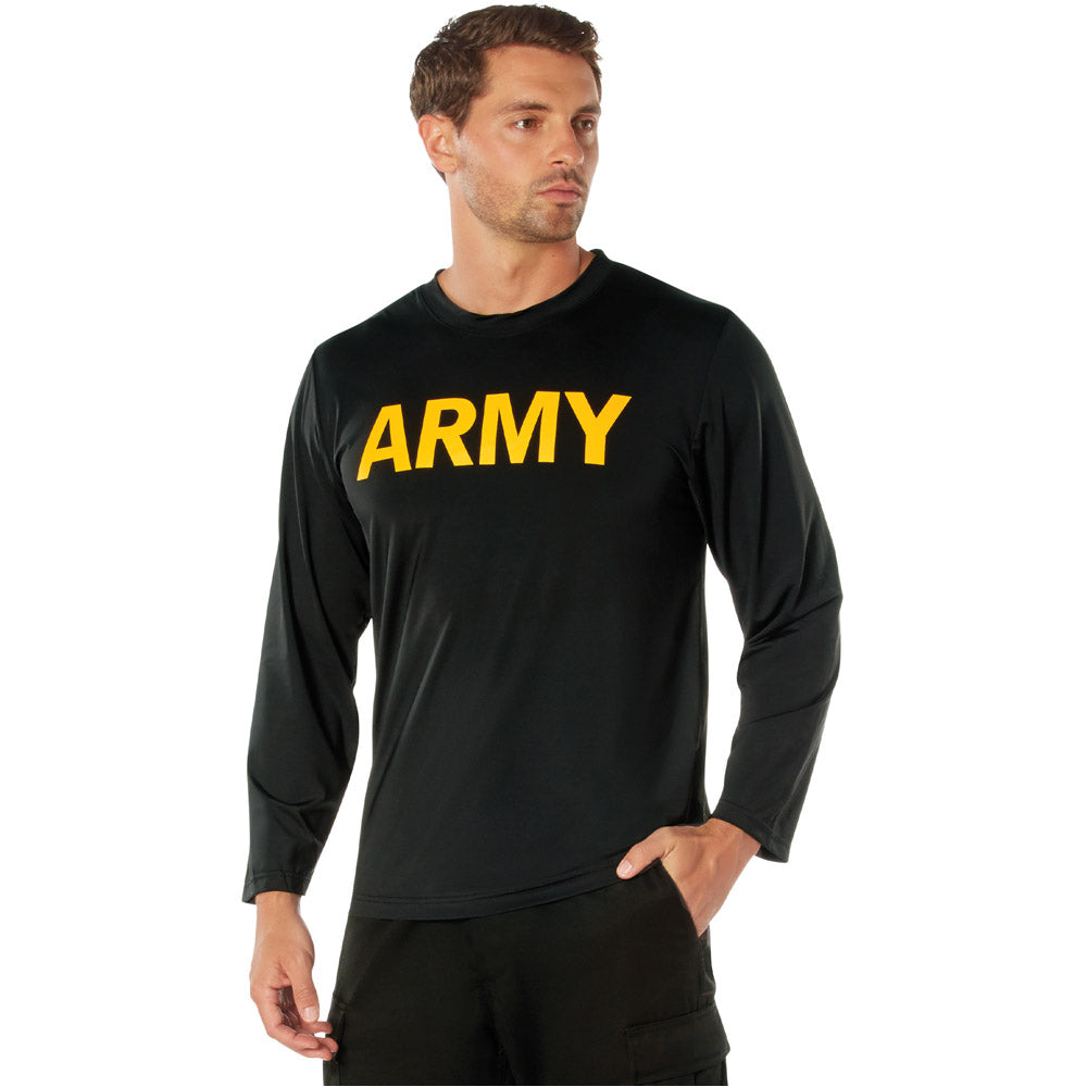 US Army Black Long Sleeve Performance Shirt