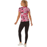 Women's Pink Camo Longline V-Neck T-Shirt