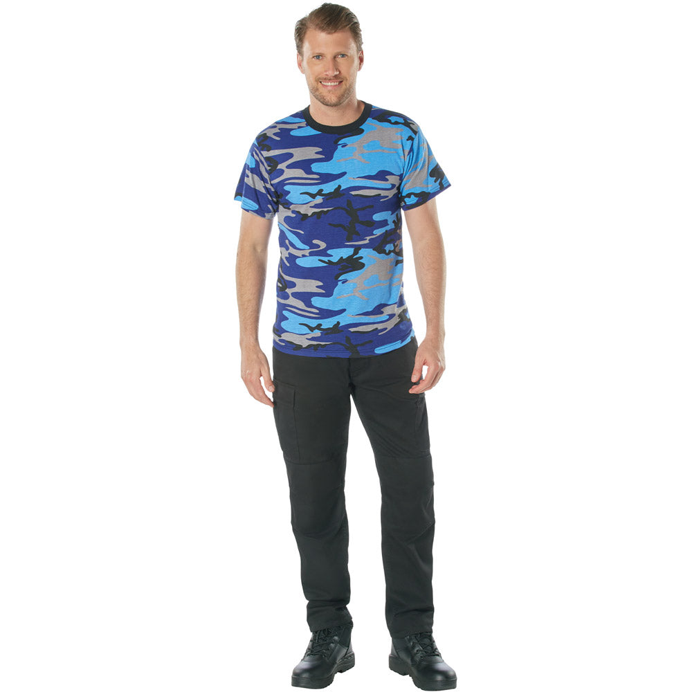 Electric Blue Camo Short Sleeve T-Shirt