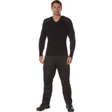 Black Acrylic V-Neck Military Commando Sweater