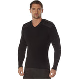 Black Acrylic V-Neck Military Commando Sweater