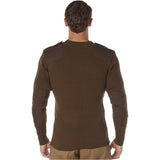 Brown V-Neck Acrylic Military Commando Sweater