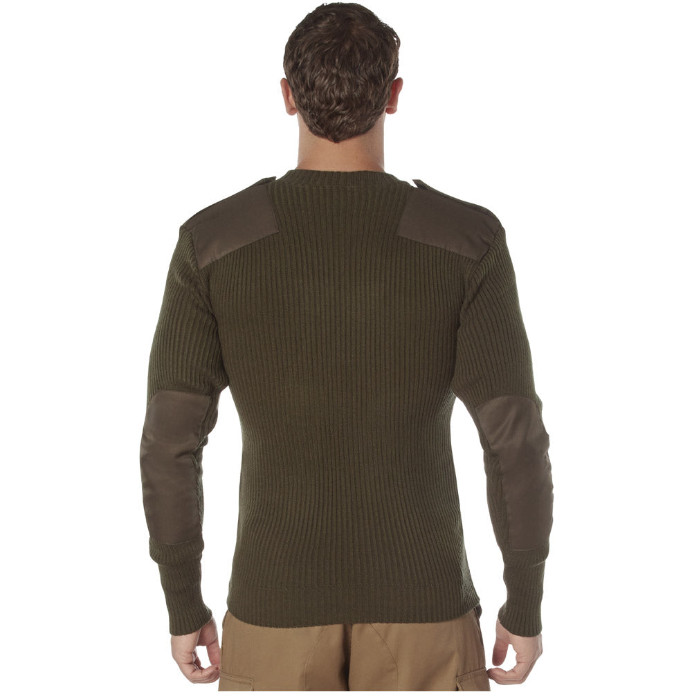 Olive Drab V-Neck Military Commando Sweater