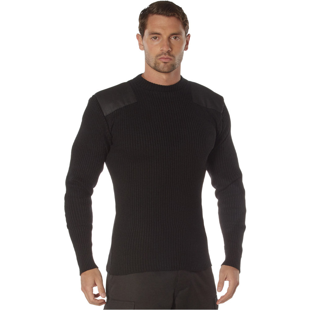 Black Crew Neck Military Commando Sweater