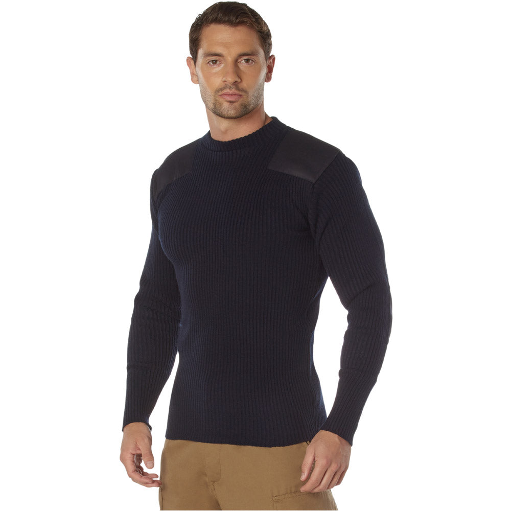 Navy Blue Crew Neck Acrylic Military Commando Sweater