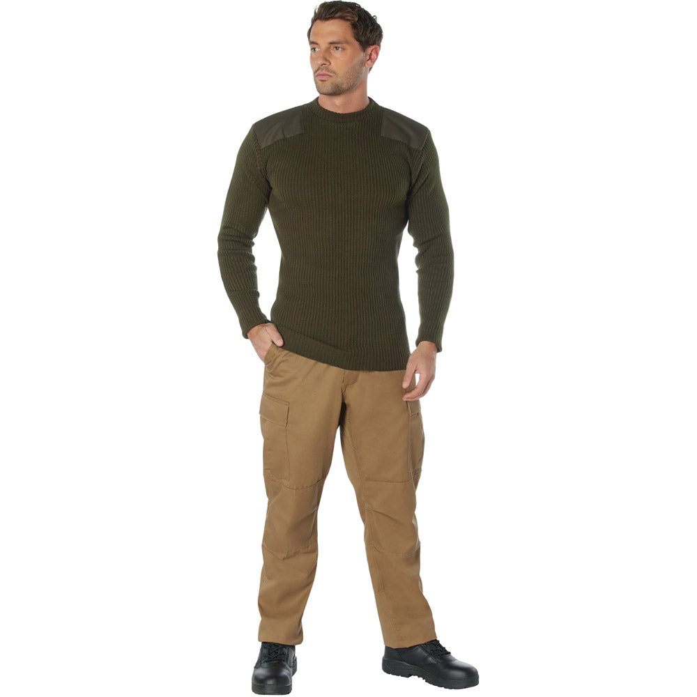 Olive Drab Acrylic Crew Neck Military Commando Sweater