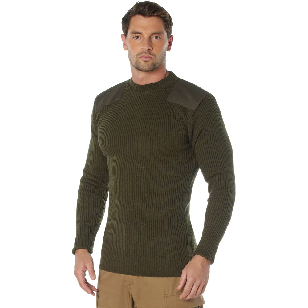 Olive Drab Acrylic Crew Neck Military Commando Sweater