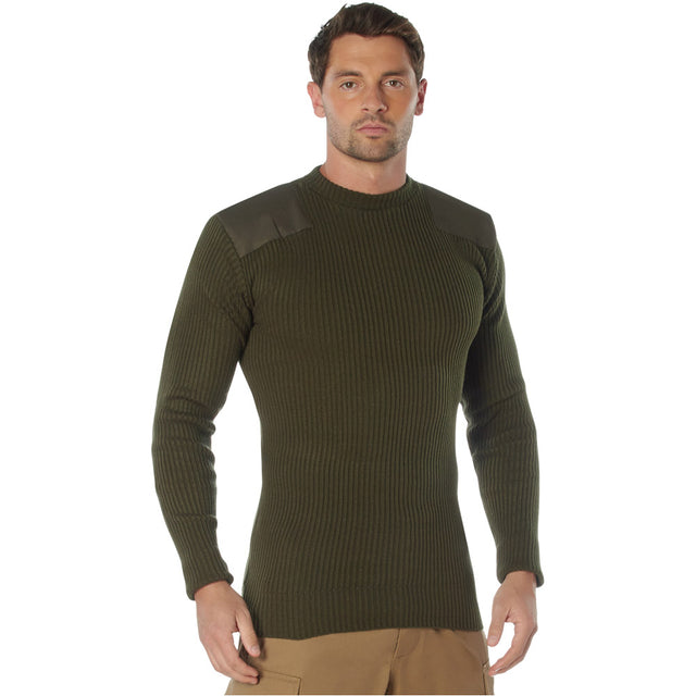 Olive Drab Acrylic Crew Neck Military Commando Sweater