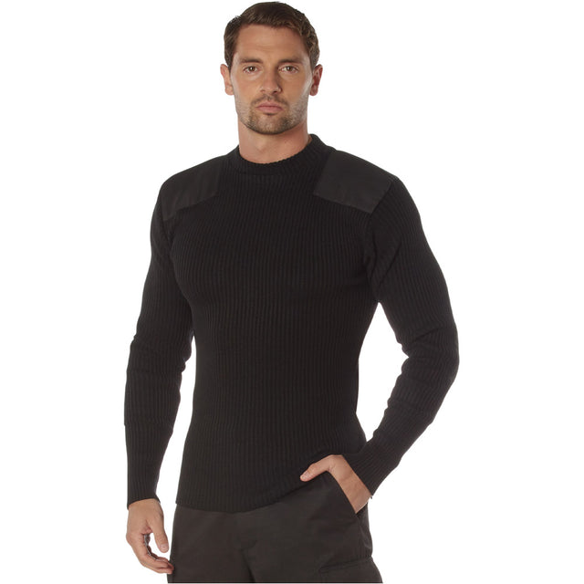 Black Crew Neck Military Commando Sweater