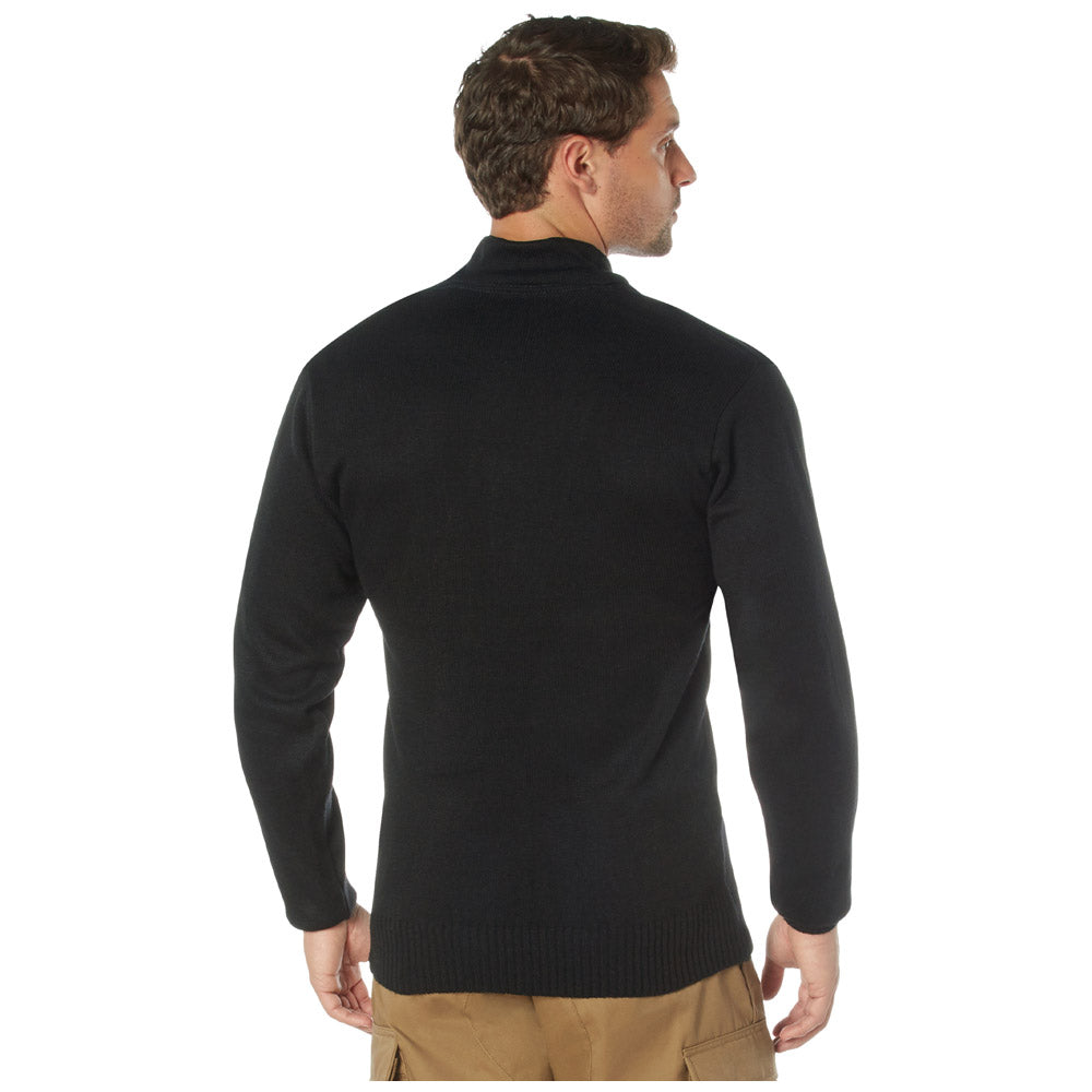 5-Button Acrylic Mock Neck Commando Sweater