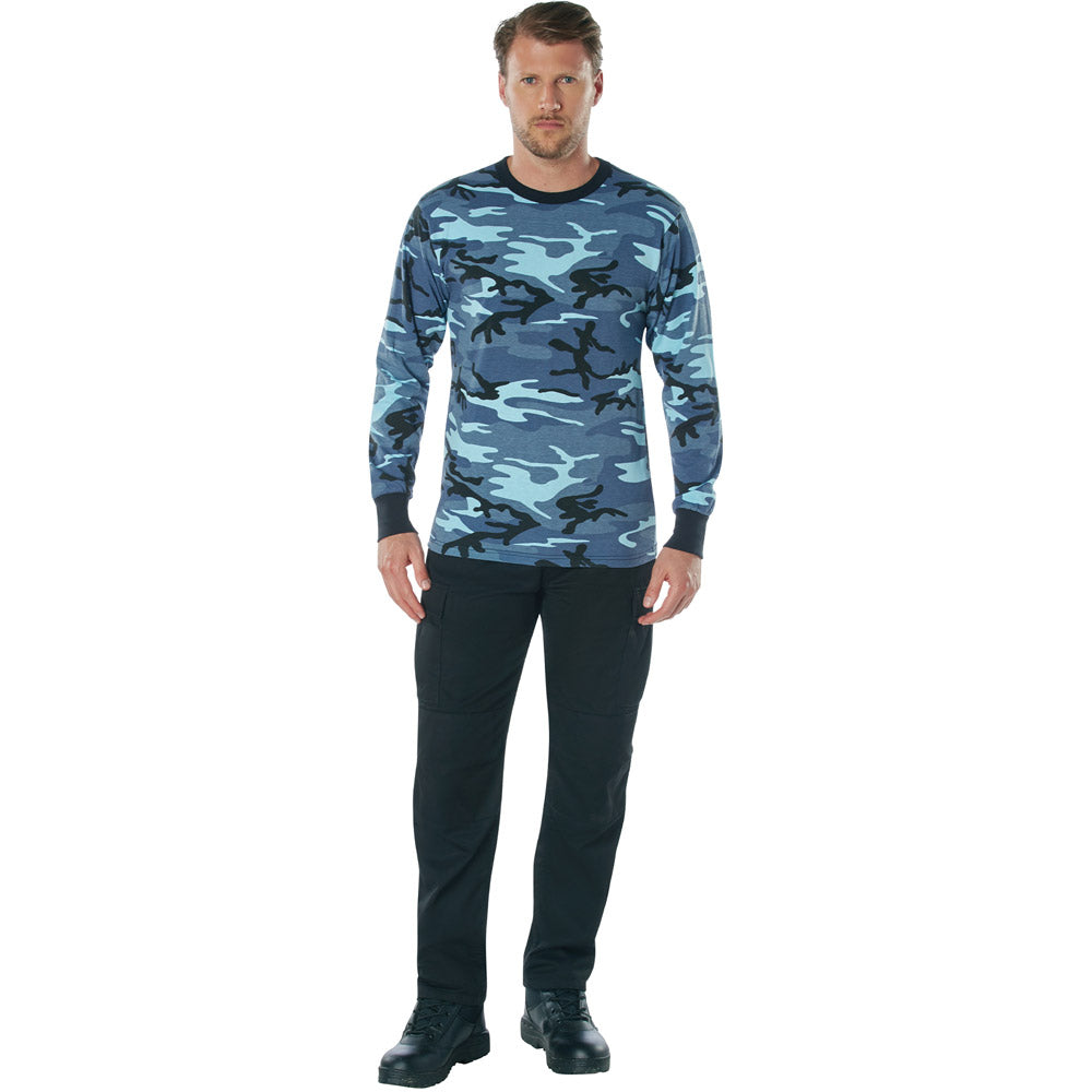 Sky Blue Camo Long Sleeve T-Shirt