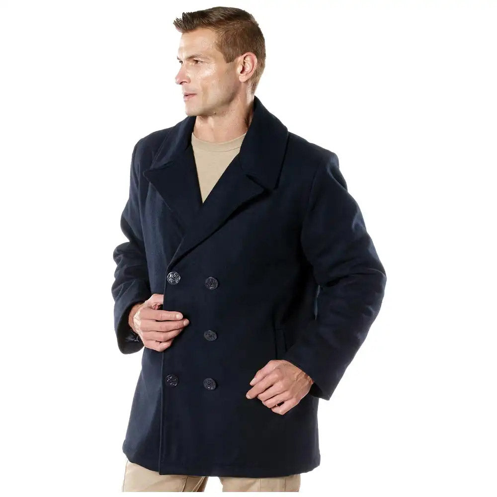 Classic Navy Style Wool Pea Coat