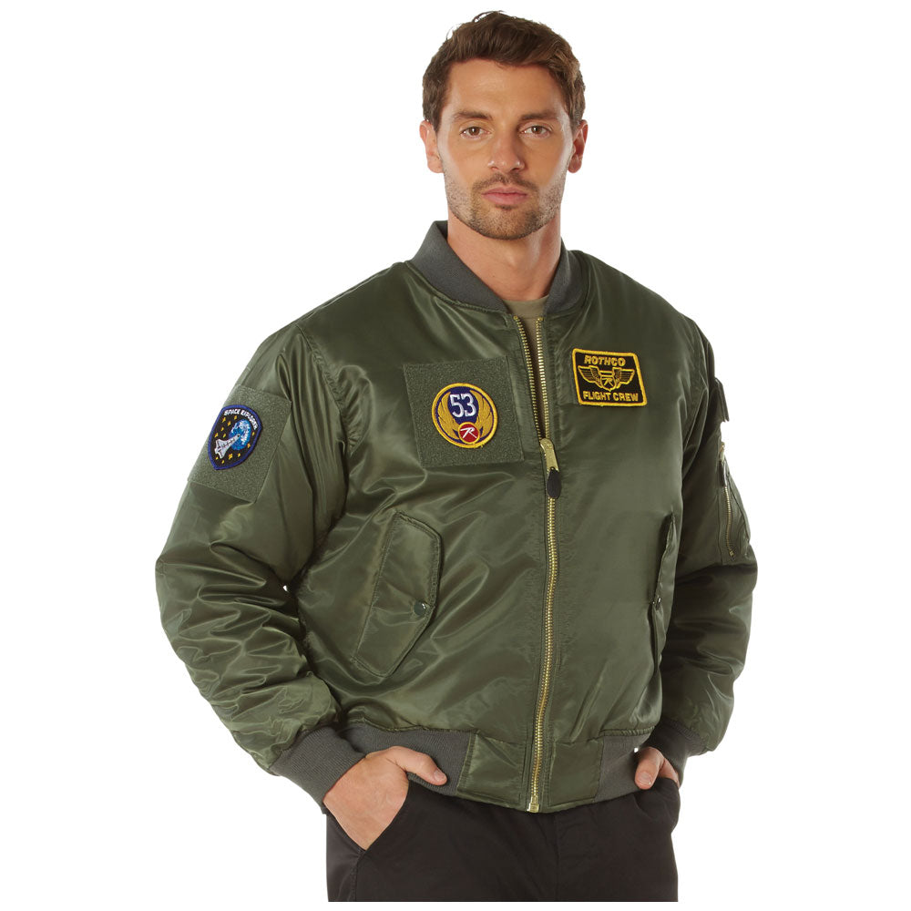 Men's MA-1 Flight Jacket with Removable Patches