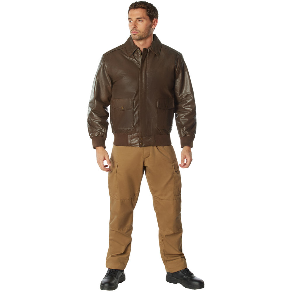 Classic Brown Leather Flight Jacket