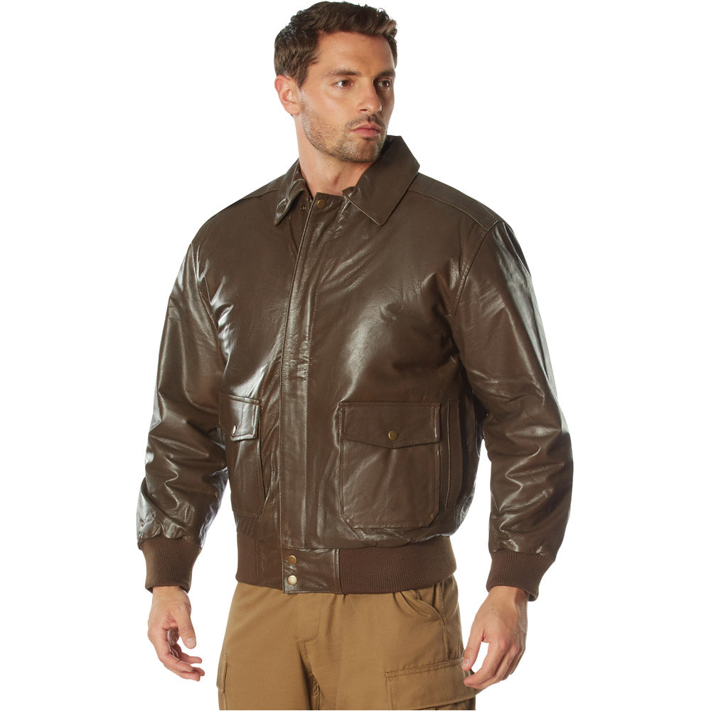 Classic Brown Leather Flight Jacket