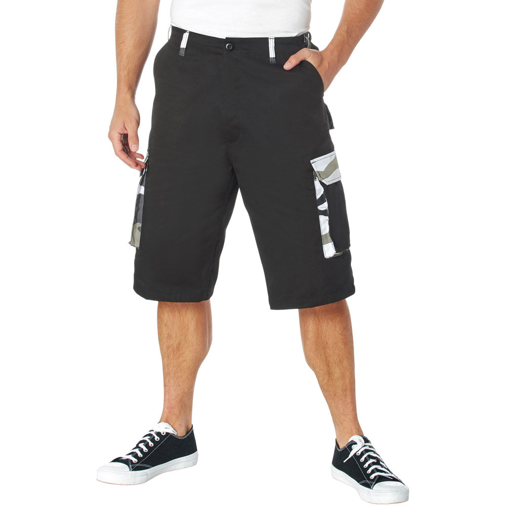 Black High Fashion BDU Shorts with City Camo Accents