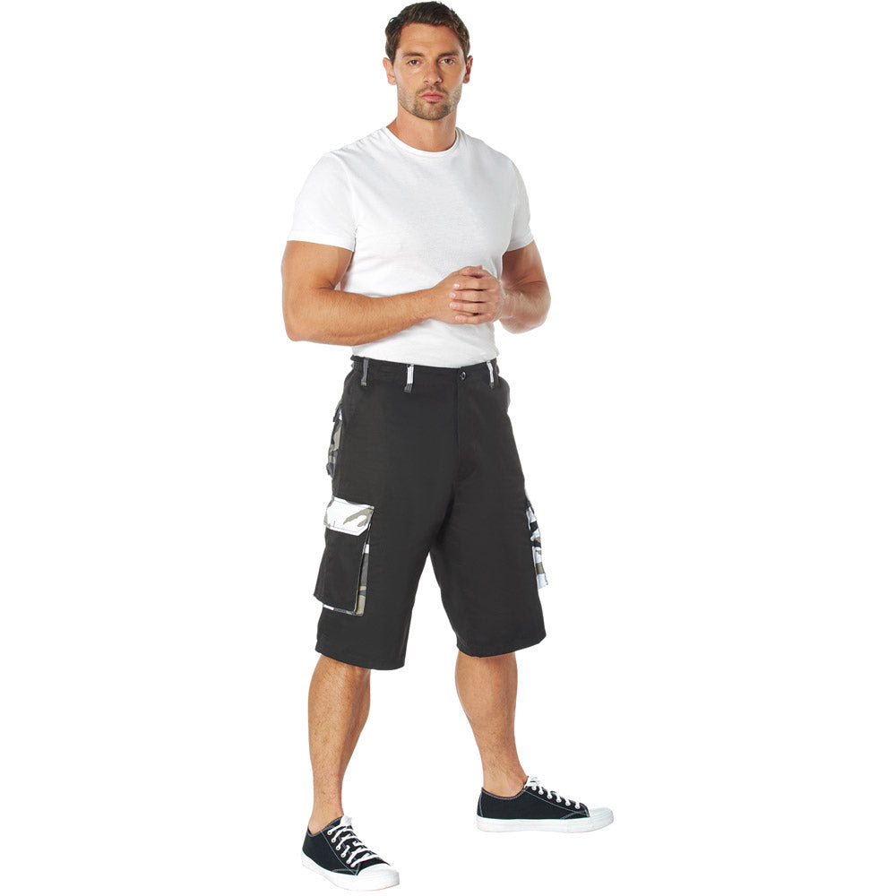 Black High Fashion BDU Shorts with City Camo Accents