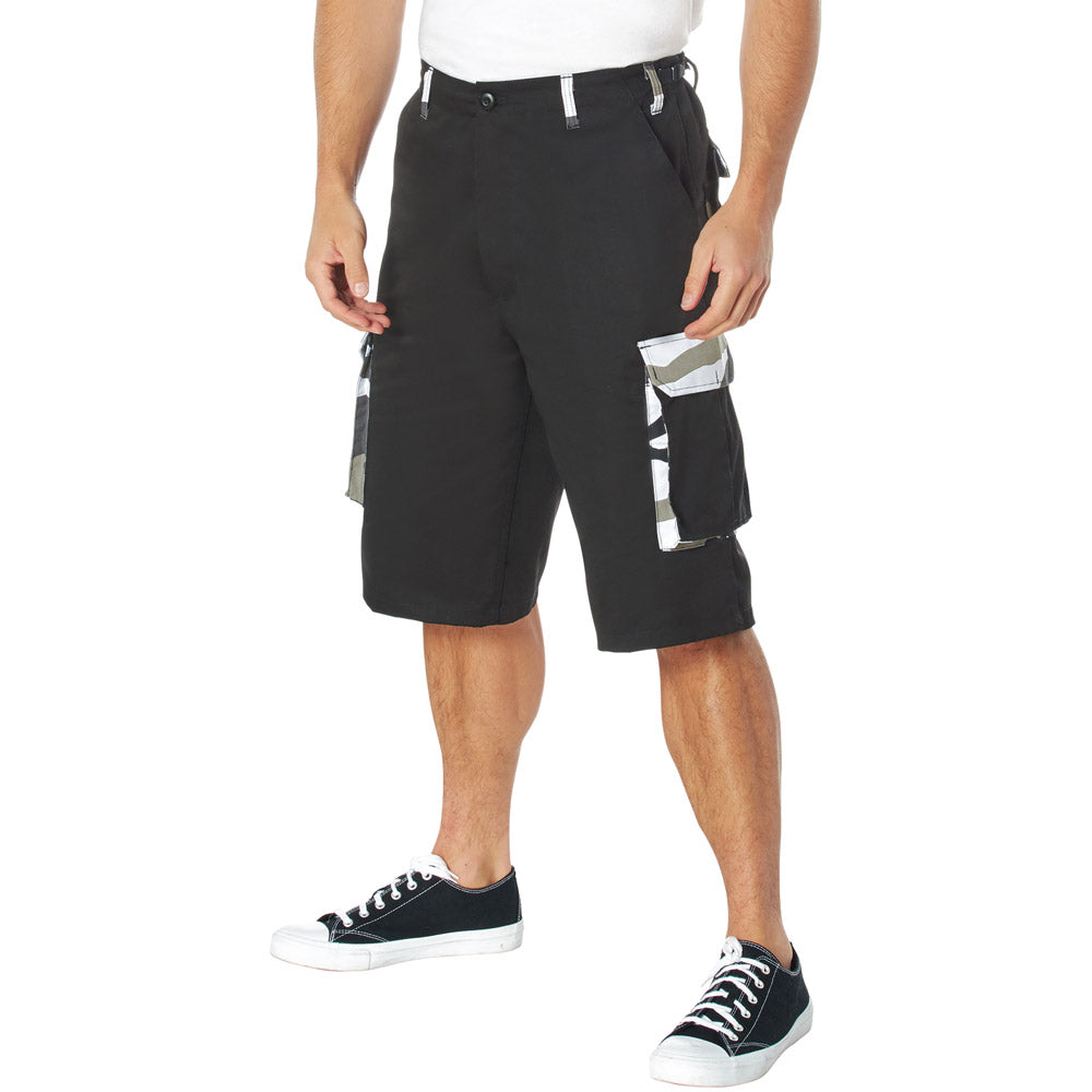 Black High Fashion BDU Shorts with City Camo Accents