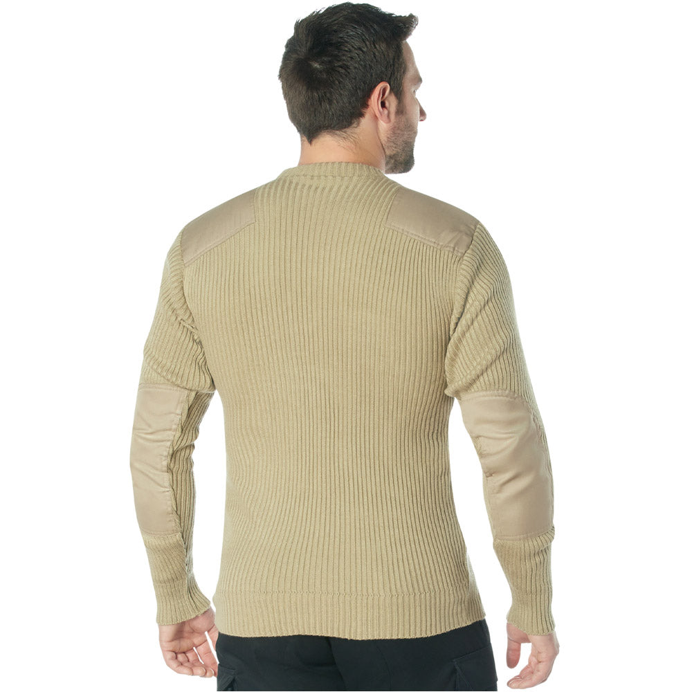 Khaki Crew Neck Acrylic Military Commando Sweater