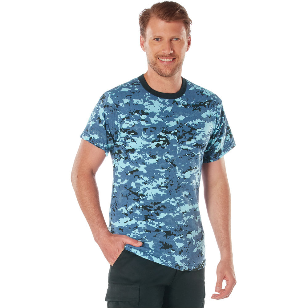 Sky Blue Digital Camo Military T-Shirt