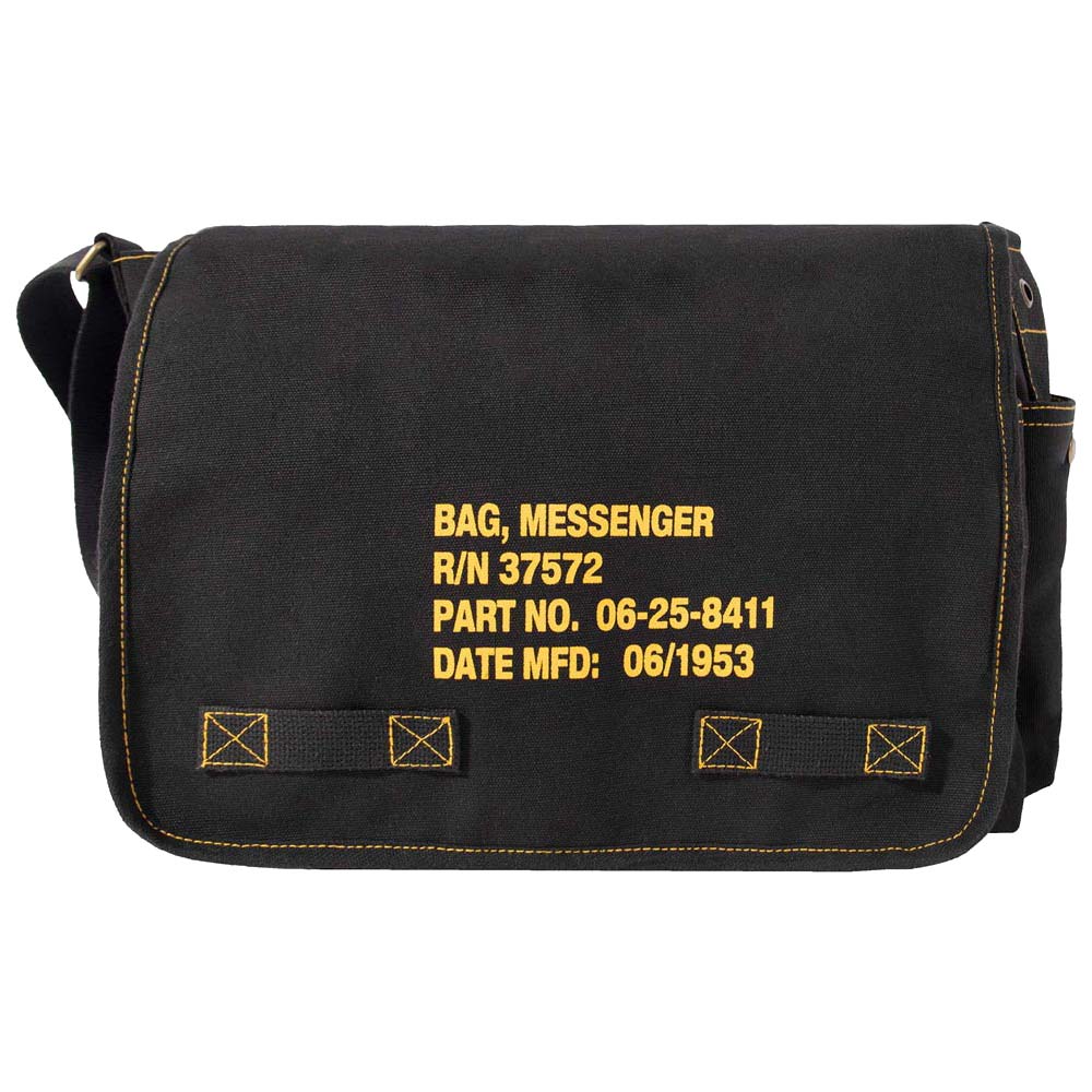 Canvas Classic Messenger Bag With Military Stencil