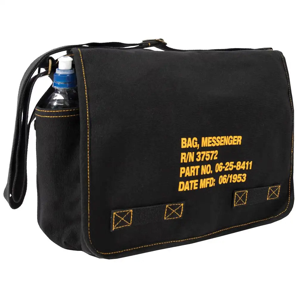 Canvas Military Messenger Bag With Stencil Stamp