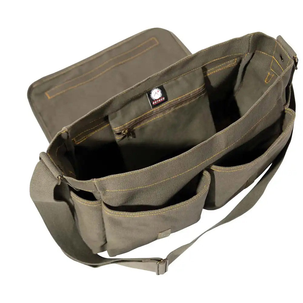 Canvas Classic Messenger Bag With Military Stencil