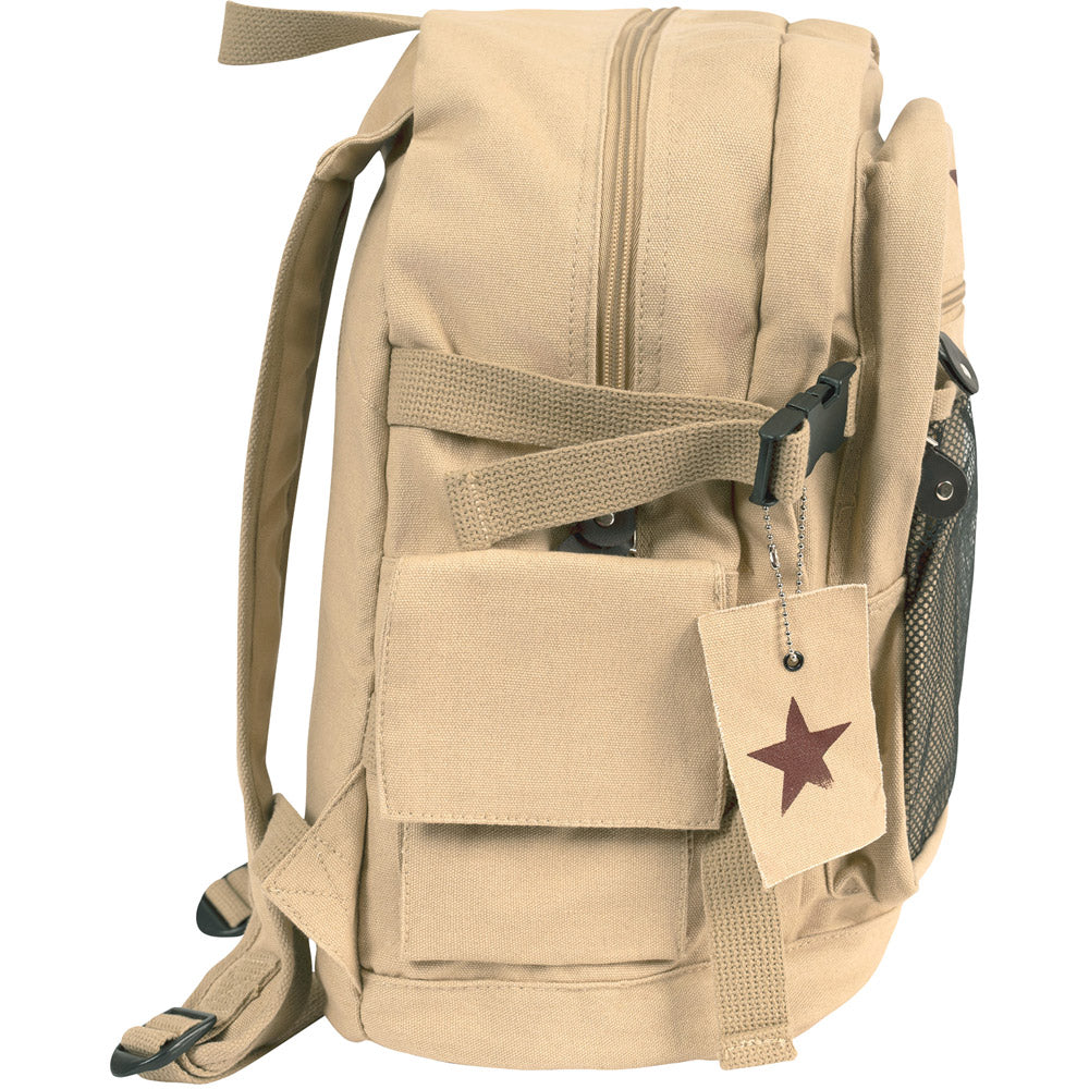 Vintage Khaki Military Red Star Canvas Backpack