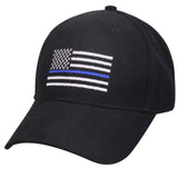 Embroidered Thin Blue Line Law Enforcement Flag Baseball Hat