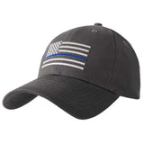 Embroidered Thin Blue Line Law Enforcement Flag Baseball Hat