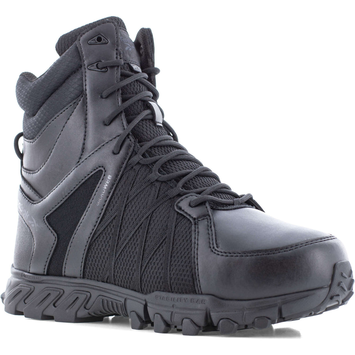 Reebok Men's 8-inch Waterproof Black Tactical Boot with Side Zipper