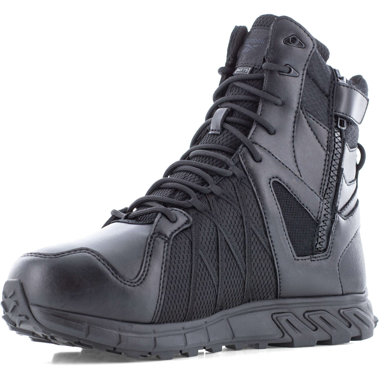 Reebok Men's 8-inch Waterproof Black Tactical Boot with Side Zipper