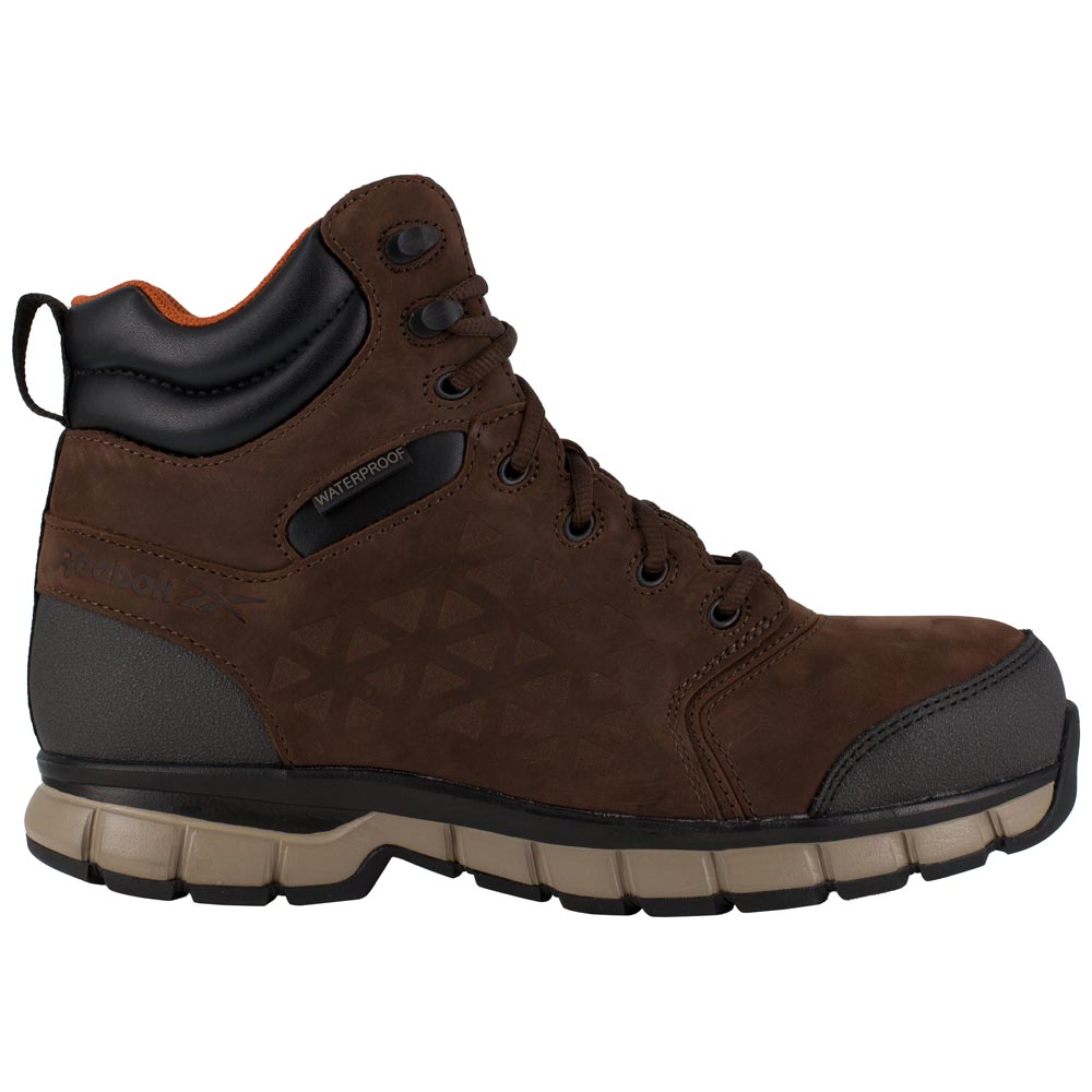 Reebok Sublite Men's Mid Waterproof Composite Toe Brown Ultra-Lightweight Work Boot