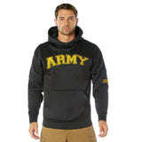 Black Army Embroidered Hooded Pullover Sweatshirt