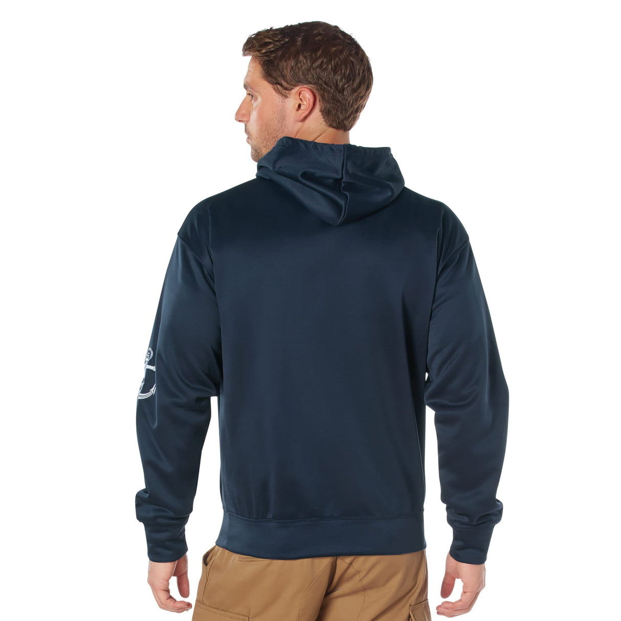 Navy Embroidered Hooded Pullover Sweatshirt