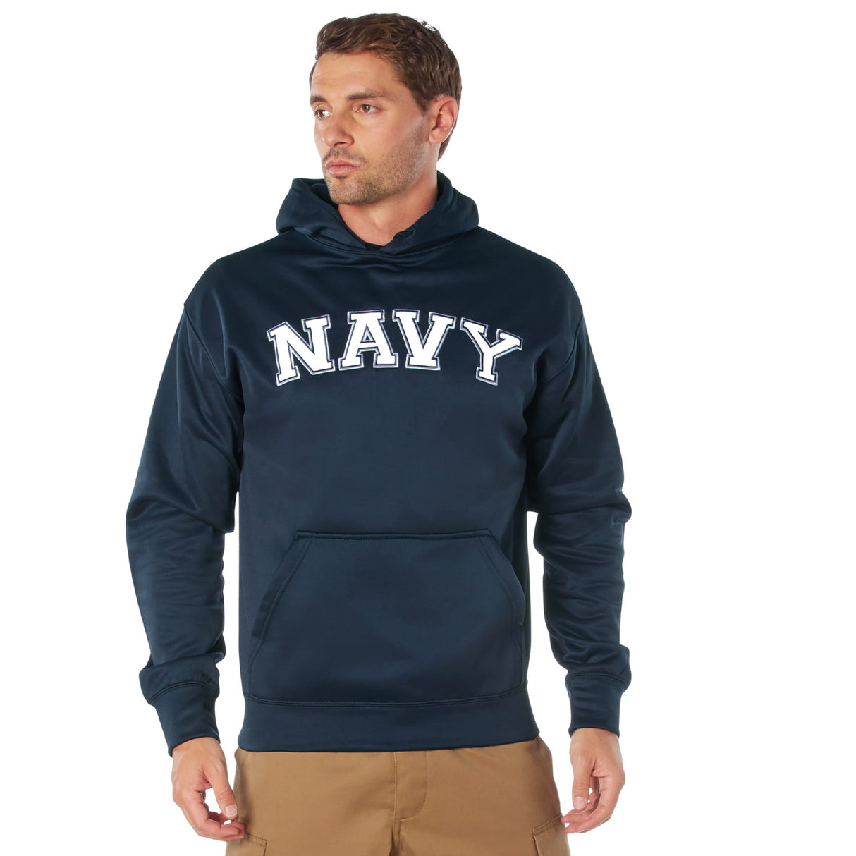Navy Embroidered Hooded Pullover Sweatshirt