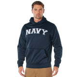 Navy Embroidered Hooded Pullover Sweatshirt