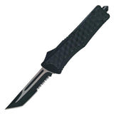 SDS Cubist Two Tone Serrated Tanto Blade Black Handle OTF Automatic Knife