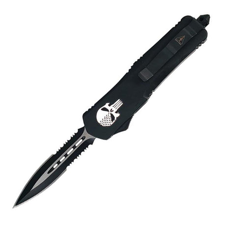 SDS Punisher 3.5-inch Serrated Double Edge OTF Automatic Knife