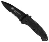 Smith & Wesson MAGIC Assist Open Black Combo Blade Knife - SWATLBS