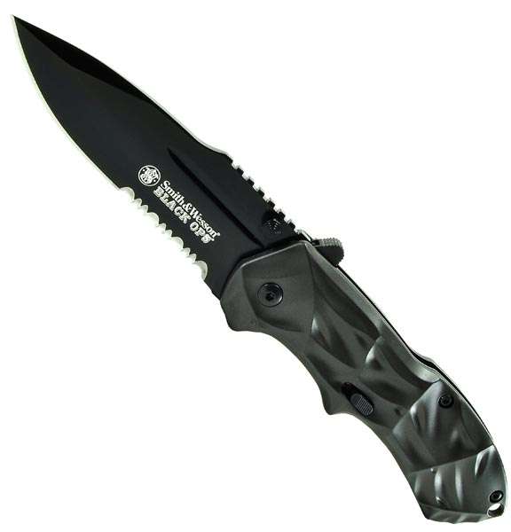 Smith & Wesson Black Ops 3.4-Inch Partially Serrated Folding Knife