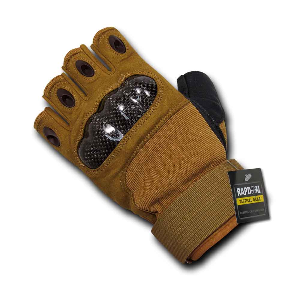 RapDom Half-Finger Carbon Fiber Hard Knuckle Tactical Glove