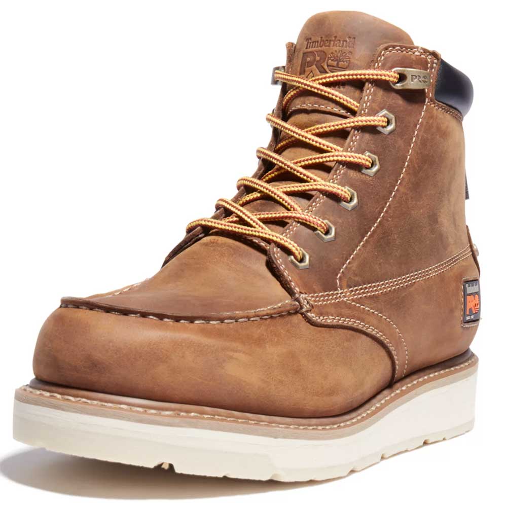 Timberland Pro Gridworks 6-Inch Golden Brown Waterproof Moc Alloy Toe Work Boot