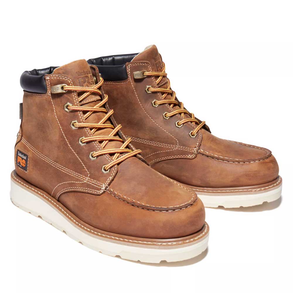 Timberland Pro Gridworks 6-Inch Golden Brown Waterproof Moc Alloy Toe Work Boot