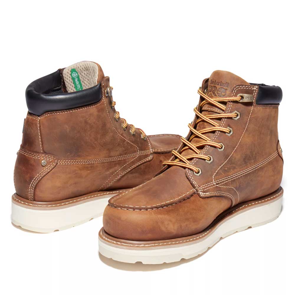 Timberland Pro Gridworks 6-Inch Golden Brown Waterproof Moc Alloy Toe Work Boot