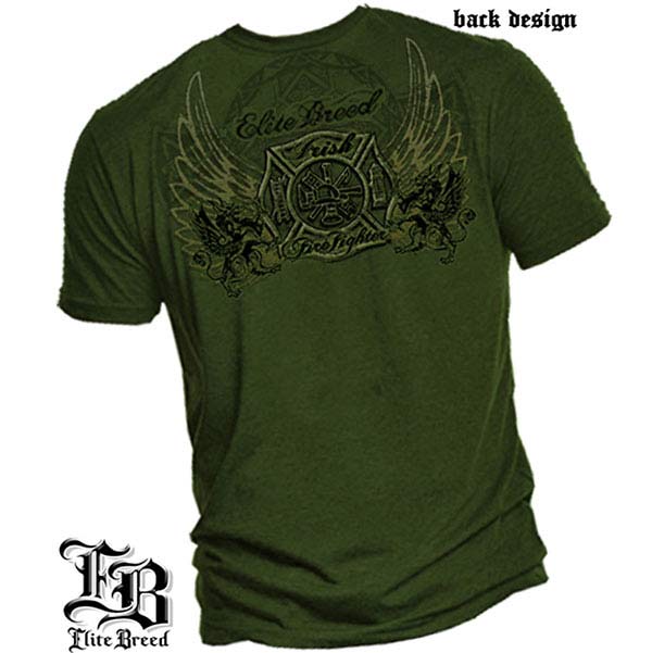 Elite Breed Irish Firefighter T-Shirt - Military Green