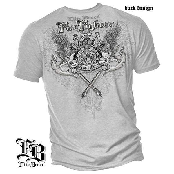 Elite Breed Sacrifice Firefighter T-Shirt - Ice Gray