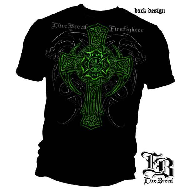 Elite Breed Irish Dragon Firefighter T-Shirt - Black